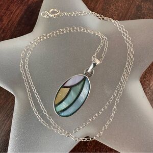 Sterling silver necklace & mother of pearl necklace